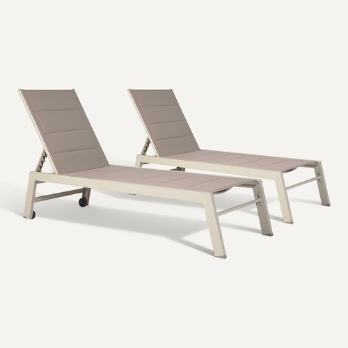 Lot De 2 Bains De Soleil Barbados En Textilène Taupe - Aluminium Taupe