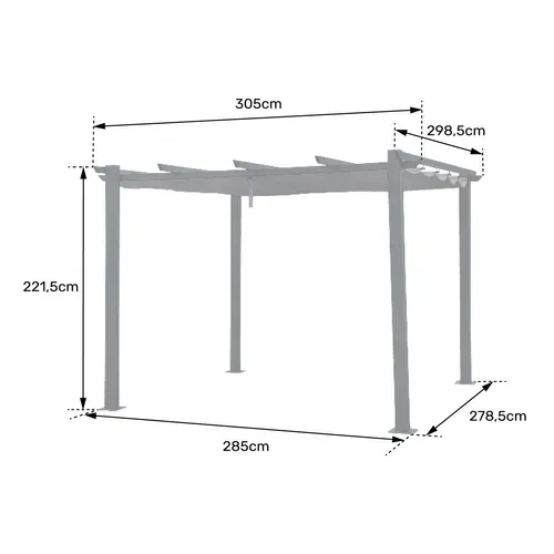 Pergola Autoportante 3 × 3m Cassis Grise - Structure Aluminium