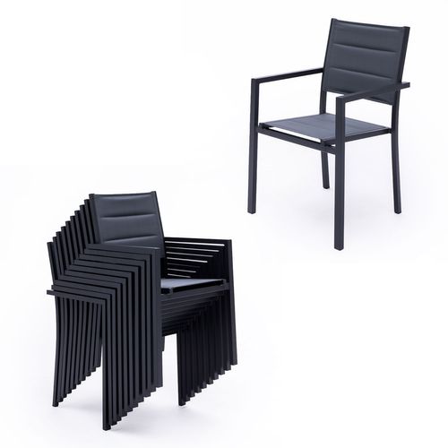 Salon De Jardin Lampedusa Extensible Textilène Gris 10 Pl. Aluminium Anthracite