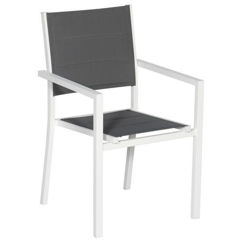 Salon De Jardin Venezia Extensible En Textilène Gris 10 Places - Aluminium Blanc