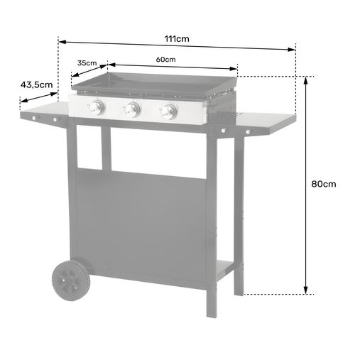 Plancha Au Gaz Mérida 3 Brûleurs + Chariot