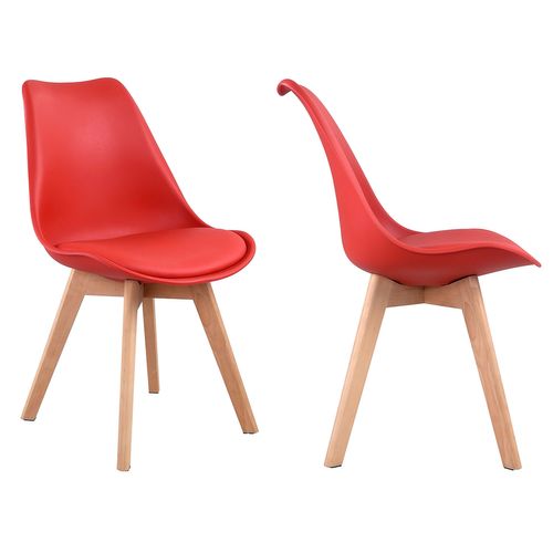 Lot De 4 Chaises Scandinaves Nora Rouge Avec Coussin