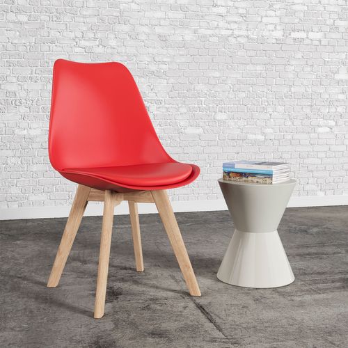 Lot De 4 Chaises Scandinaves Nora Rouge Avec Coussin