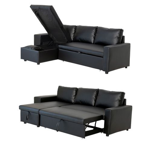 Canapé D'angle Convertible Tony 3 Places Noir