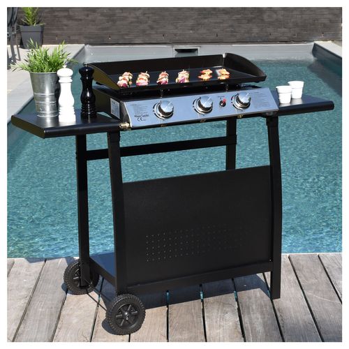 Plancha Au Gaz Séville - 3 Brûleurs 7,5kw + Chariot