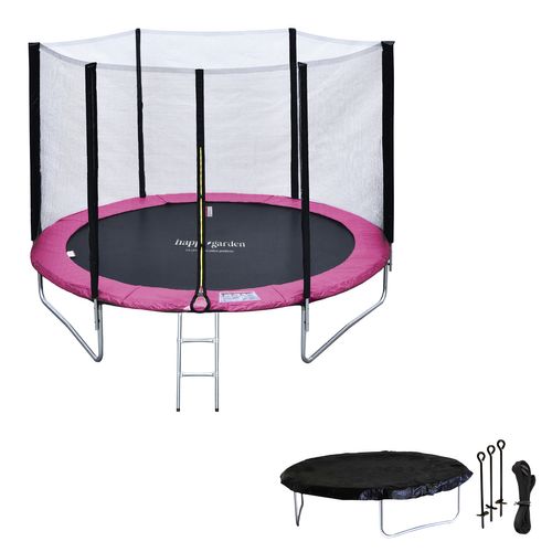 Trampoline 180cm Réversible Gris / Rose Cairns + échelle, Bâche Et Kit D'ancrage