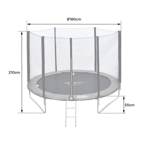 Trampoline 180cm Réversible Gris / Rose Cairns + échelle, Bâche Et Kit D'ancrage