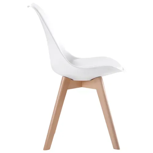 Lot De 4 Chaises Scandinaves Nora Blanches Avec Coussin