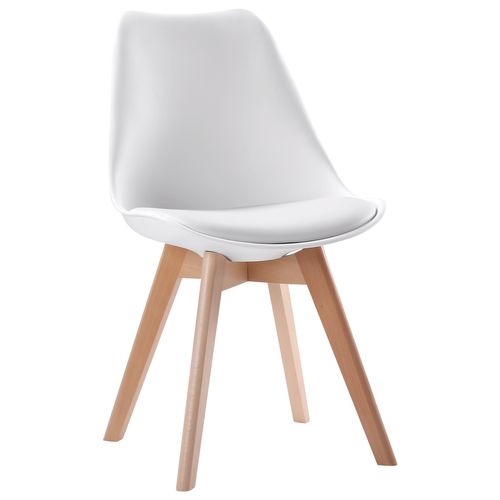 Lot De 4 Chaises Scandinaves Nora Blanches Avec Coussin