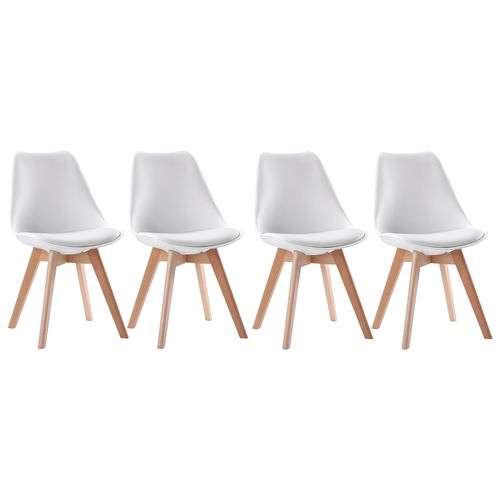 Lot De 4 Chaises Scandinaves Nora Blanches Avec Coussin