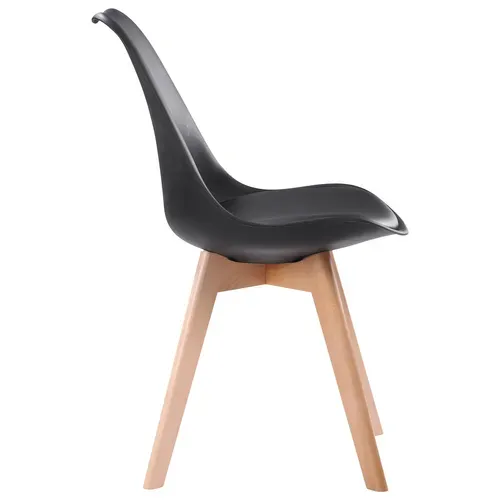 Lot De 4 Chaises Scandinaves Nora Noires Avec Coussin