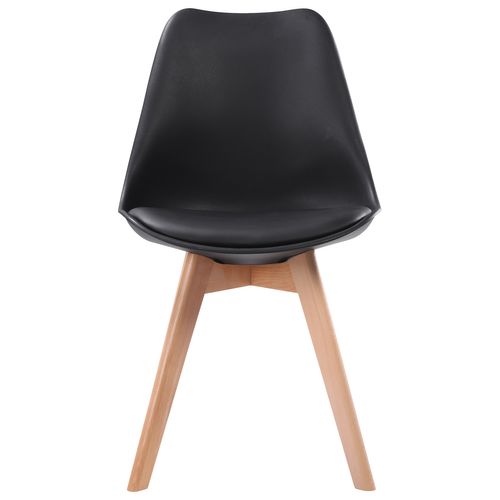 Lot De 4 Chaises Scandinaves Nora Noires Avec Coussin