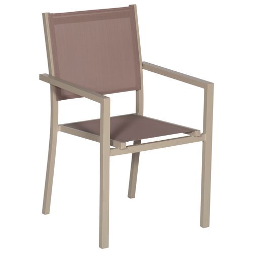 Lot De 6 Chaises En Aluminium Taupe - Textilène Taupe
