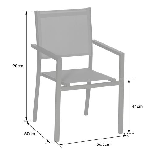 Lot De 6 Chaises En Aluminium Taupe - Textilène Taupe