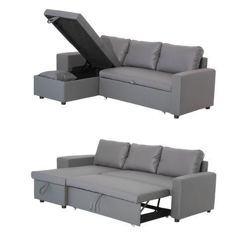 Canapé D'angle Convertible Tony 3 Places Gris