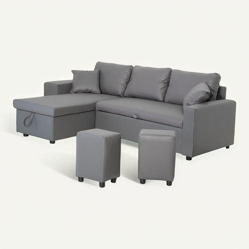 Canapé D'angle Convertible Tony 3 Places Gris