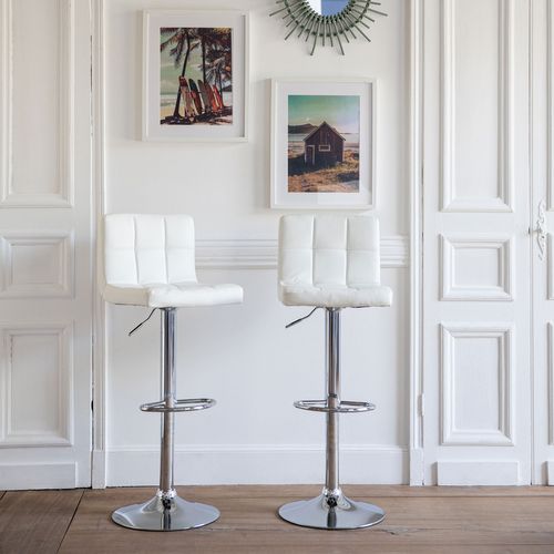 Lot De 2 Tabourets De Bar Blanc Mike