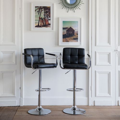 Lot De 2 Tabourets De Bar Noir Avec Accoudoirs Mike