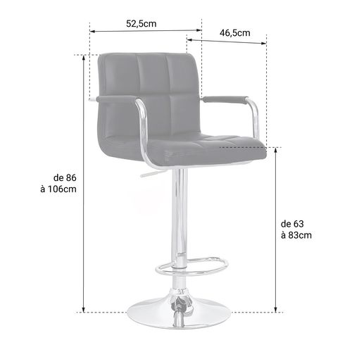 Lot De 2 Tabourets De Bar Blanc Avec Accoudoirs Mike