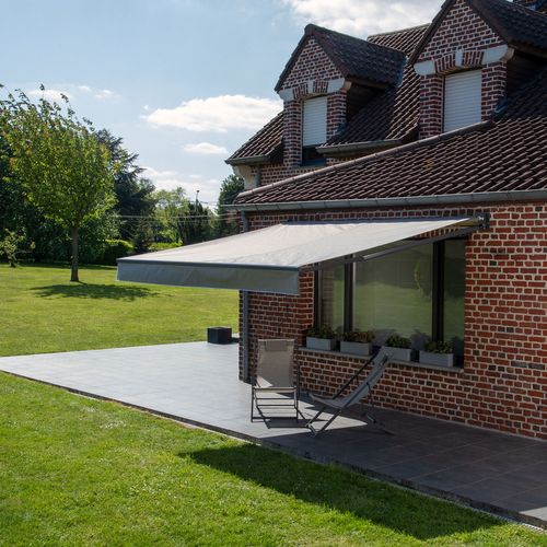 Store Banne Saule 2,5 × 2m - Toile Grise Et Structure Grise