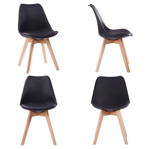 Ensemble Table Rectangulaire 120cm Pia Et 4 Chaises Nora Noir