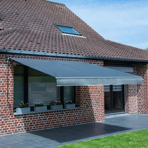Store Banne Saule 2,5 × 2m - Toile Anthracite Et Structure Grise