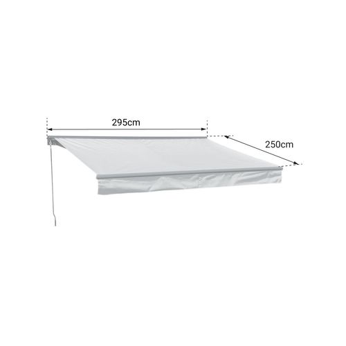 Store Banne Saule 2,95 × 2,5m Avec Semi-coffre - Toile Beige Et Structure Grise