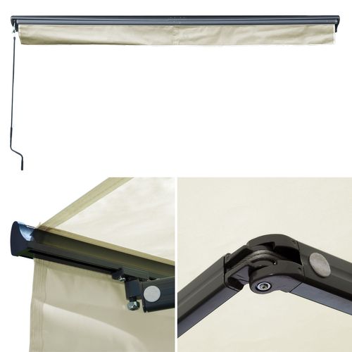 Store Banne Saule 2,95 × 2,5m Avec Semi-coffre - Toile Beige Et Structure Grise