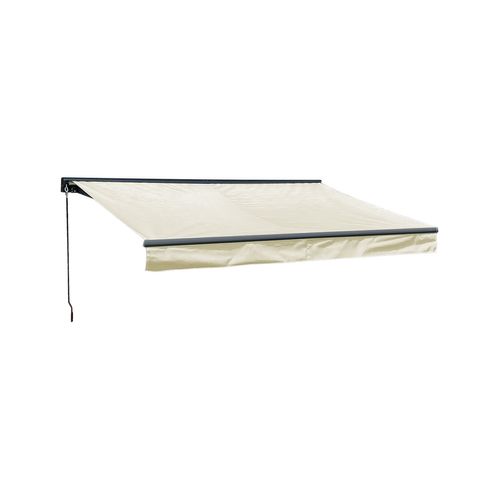 Store Banne Saule 2,95 × 2,5m Avec Semi-coffre - Toile Beige Et Structure Grise