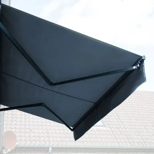 Store Banne Saule 3,95 × 3m Avec Semi-coffre - Toile Anthracite Et Structure Grise