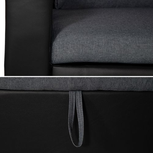 Canapé D'angle Convertible Clark 3 Places Gris Chiné Et Noir