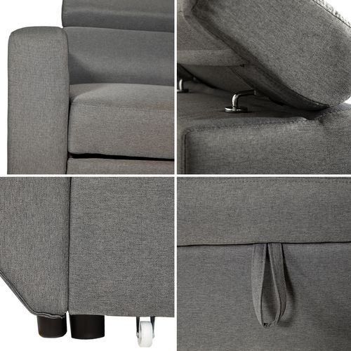 Canapé D'angle Convertible WARREN 3 Places Gris - HAPPY GARDEN