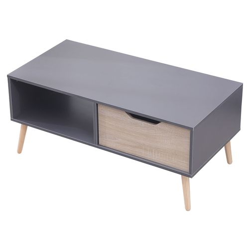 Table Basse Avec Tiroir Style Scandinave Grise Freja