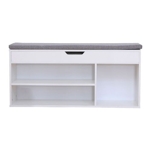 Meuble à Chaussures Trois Casiers Avec Coffre Blanc Alan