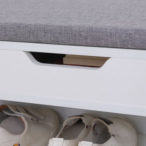 Meuble à Chaussures Trois Casiers Avec Coffre Blanc Alan