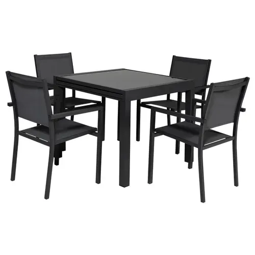 Salon De Jardin Lampedusa Extensible Textilène Gris 8 Pl. Aluminium Anthracite