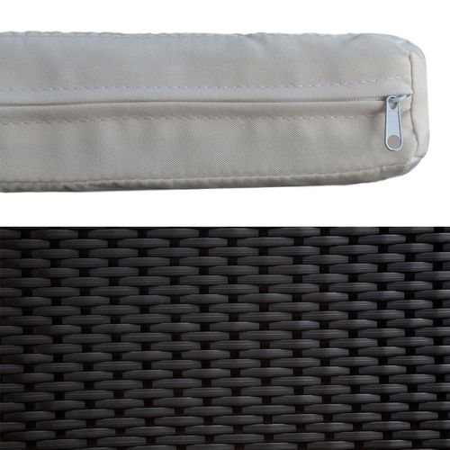 Salon De Jardin Corfou En Résine Tressée Noire 4 Places - Coussins Beige