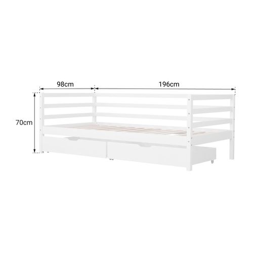 Lit Banquette Pour Enfant 190x90cm Avec Tiroirs Jules