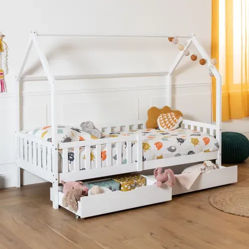 Lot De 2 Tiroirs De Rangement Blancs Pour Lit