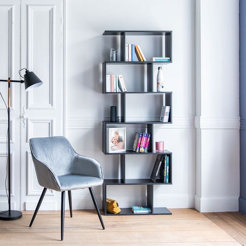 Bibliothèque 6 étagères Noire Virginia