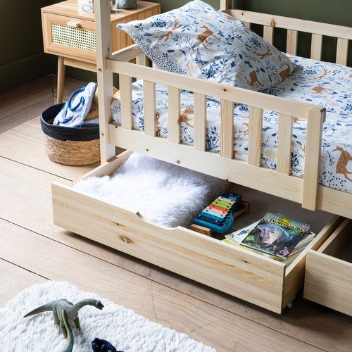Lot De 2 Tiroirs De Rangement Bois Pour Lit