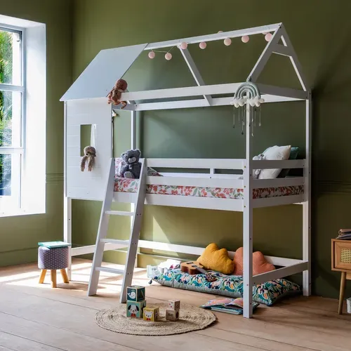 Lit Cabane Mezzanine Pour Enfant 190x90cm Blanc Margot