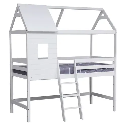Lit Cabane Mezzanine Pour Enfant 190x90cm Blanc Margot