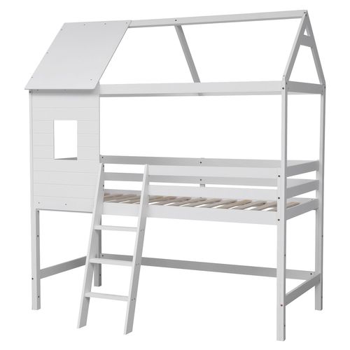 Lit Cabane Mezzanine Pour Enfant 190x90cm Blanc Margot