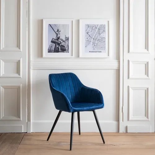 Chaise En Velours Bertille Bleue