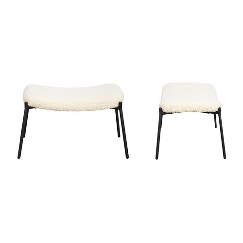Fauteuil En Tissu Bouclette écru Avec Repose-pieds Eira