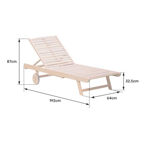 Bain De Soleil Pliant En Acacia Kanawa - Coussin Sable