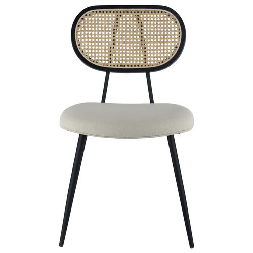 Lot De 2 Chaises En Cannage Et Tissu Boucle écru Elena