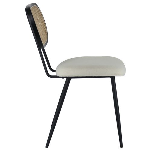 Lot De 2 Chaises En Cannage Et Tissu Boucle écru Elena