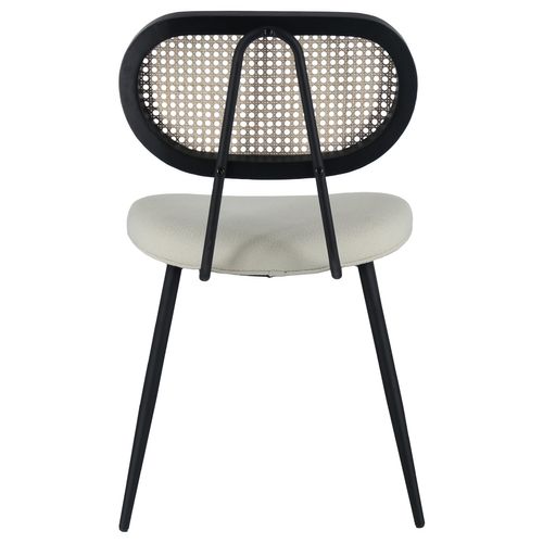 Lot De 2 Chaises En Cannage Et Tissu Boucle écru Elena